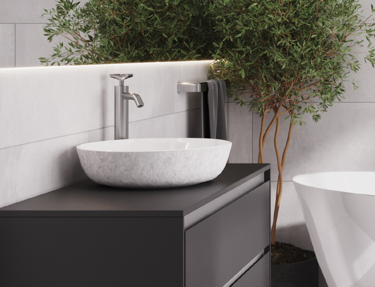 Sandlin 1 605 semi-recessed bathroom sink