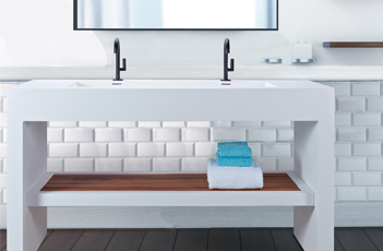 Vanity Sink with Shelf and Waterfall-Style Sides Waterfall Vanity Sink With Lower Shelf Carousel 2